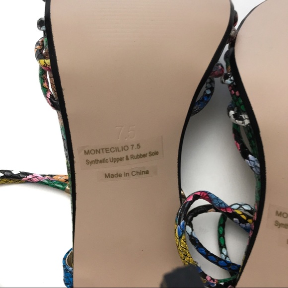 Rainbow Snake Print Ankle Wrap Strappy Heels